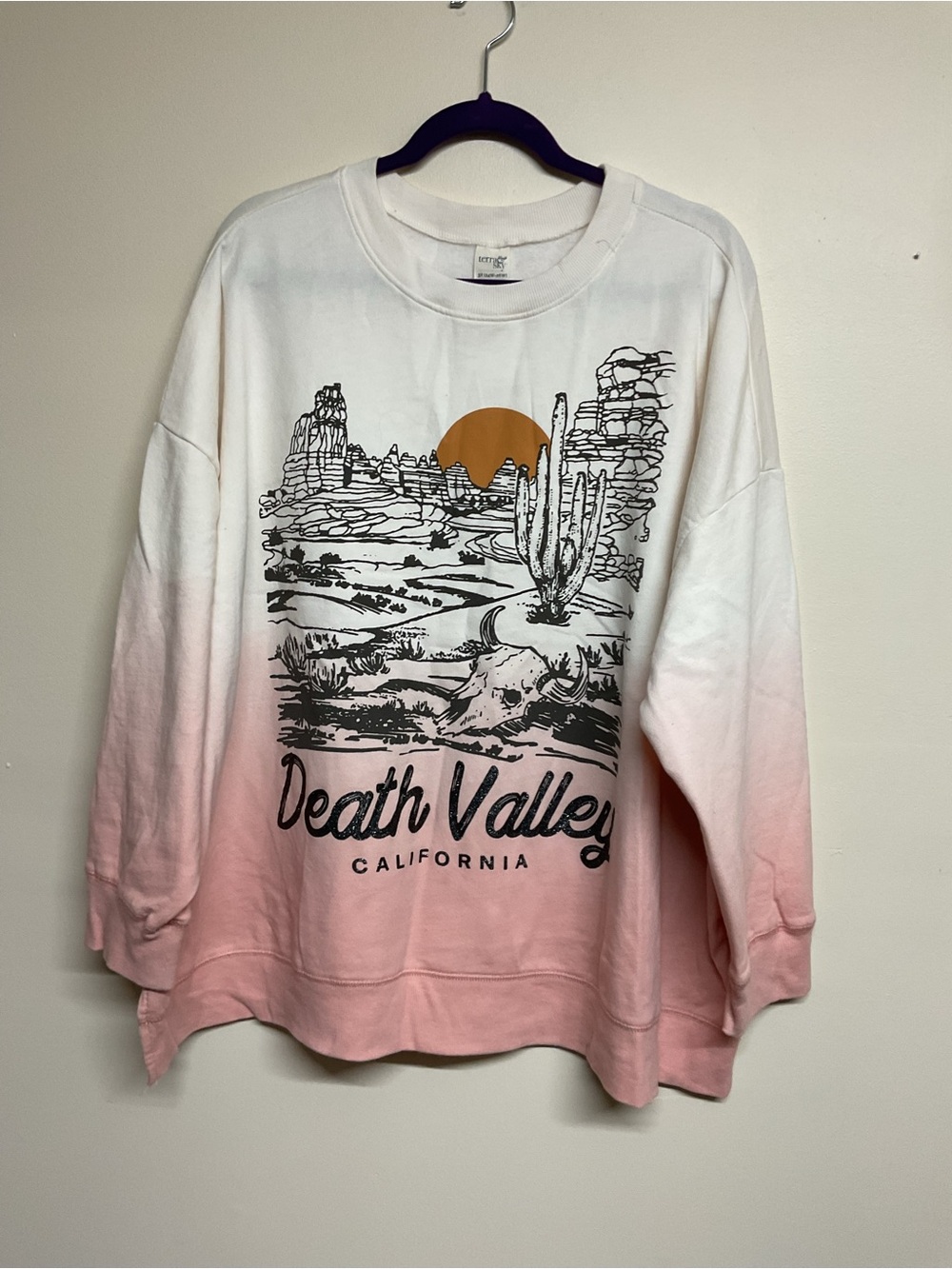 Terra & Sky White to Pink Ombre Death Valley Crewneck Sweatshirt